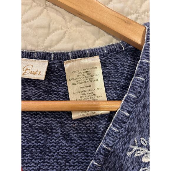 Ladies Bobbie Brooks Sweater Vest Holiday Zipper Front Mittens Star Size XL - Picture 8 of 8